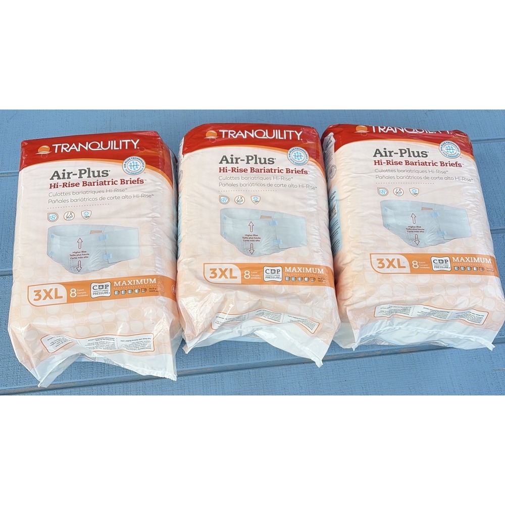Tranquility Bariatric Disposable Brief - White, 3XL (3 Packs of 8) 24 Count